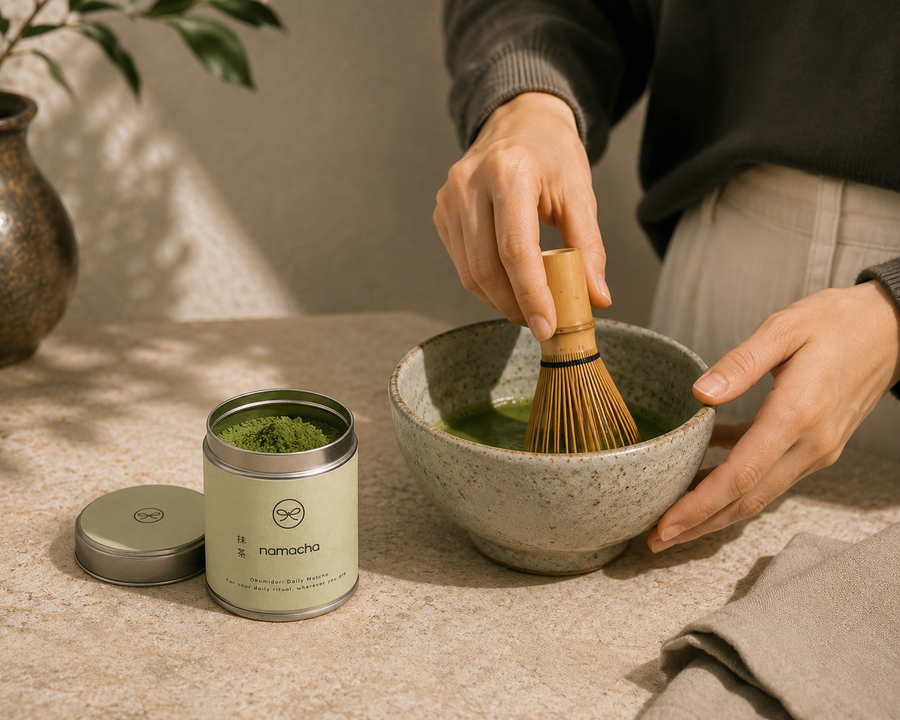 Eén kop. Jade Groene matcha.